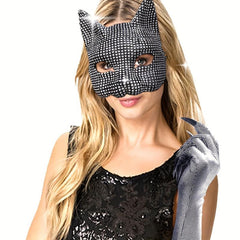 Artificial Diamond Cat Mask Gloves Set Cosplay Prom Christmas Party