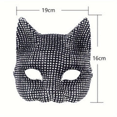 Artificial Diamond Cat Mask Gloves Set Cosplay Prom Christmas Party