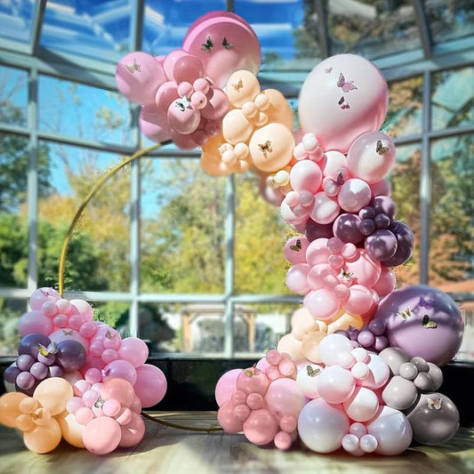 Pink Purple Balloon Arch Birthday Decoration Double Fixed Latex Party Balloons