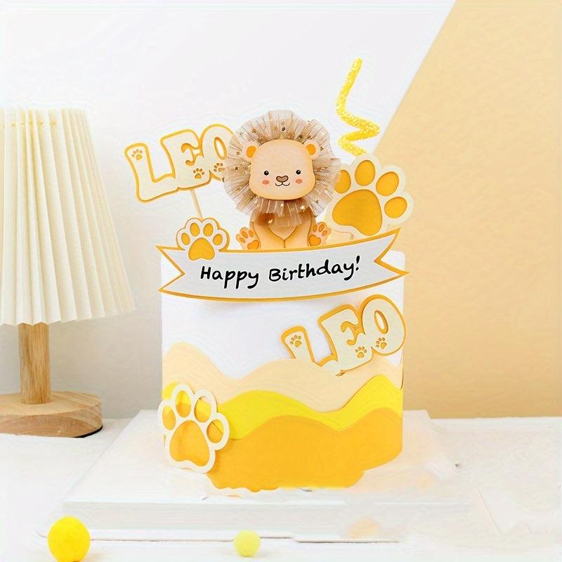 8pcs Animal Cupcake Toppers Lion Cake Topper Party Supplies