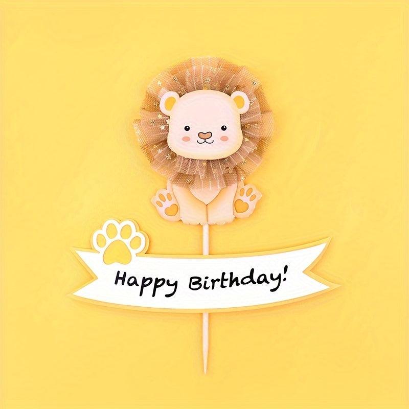 8pcs Animal Cupcake Toppers Lion Cake Topper Party Supplies