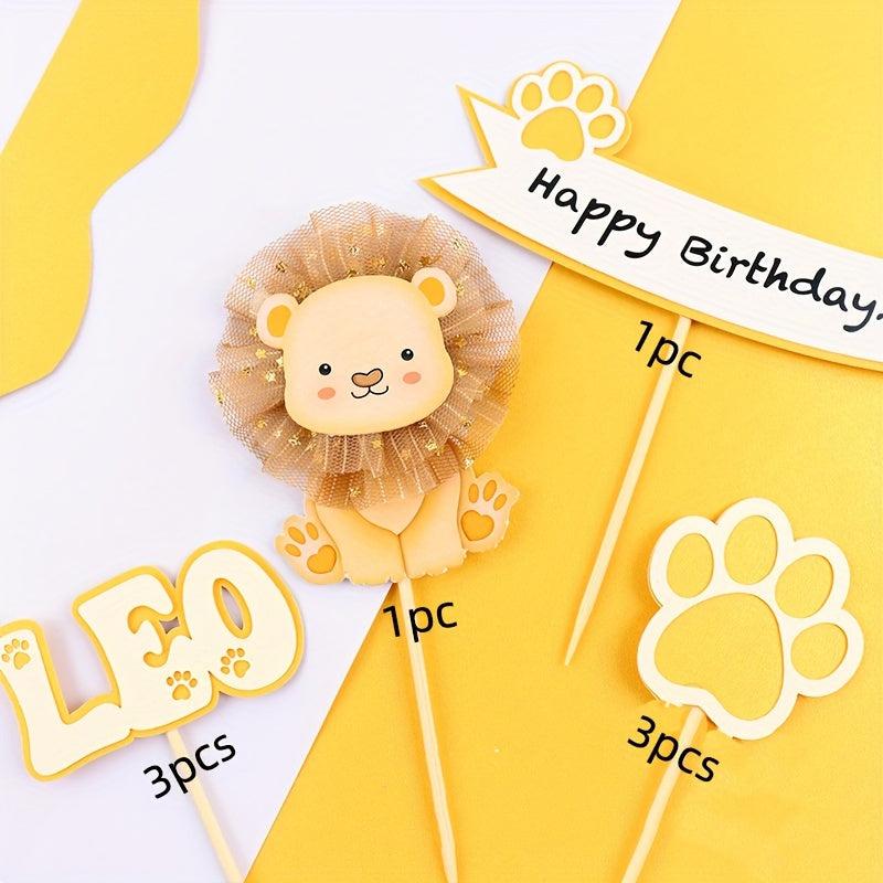 8pcs Animal Cupcake Toppers Lion Cake Topper Party Supplies