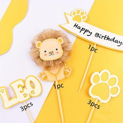 8pcs Animal Cupcake Toppers Lion Cake Topper Party Supplies
