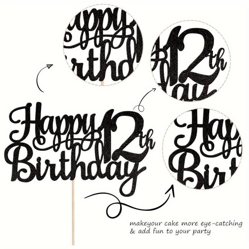 Glitter Happy Birthday Cake Topper for Party Decor
