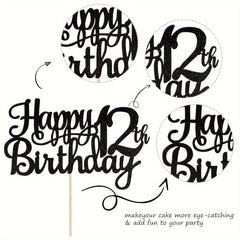 Glitter Happy Birthday Cake Topper for Party Decor