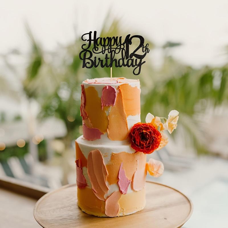 Glitter Happy Birthday Cake Topper for Party Decor