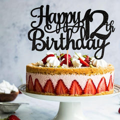 Glitter Happy Birthday Cake Topper for Party Decor