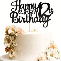 Glitter Happy Birthday Cake Topper for Party Decor