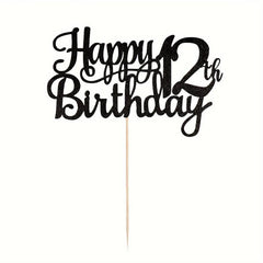 Glitter Happy Birthday Cake Topper for Party Decor