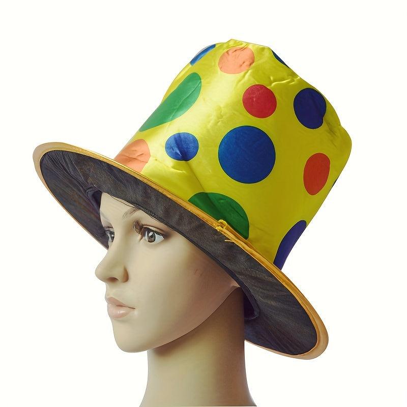 Clown Hat Costume Top Hat Straight Barrel Golden Cloth Flat Top