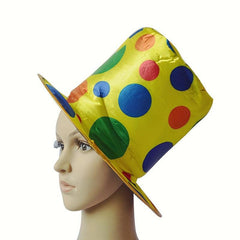 Clown Hat Costume Top Hat Straight Barrel Golden Cloth Flat Top