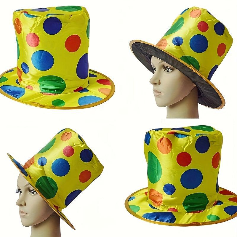 Clown Hat Costume Top Hat Straight Barrel Golden Cloth Flat Top