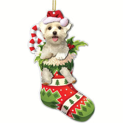 Pet Dog Christmas Ornaments Acrylic Wood Decoration