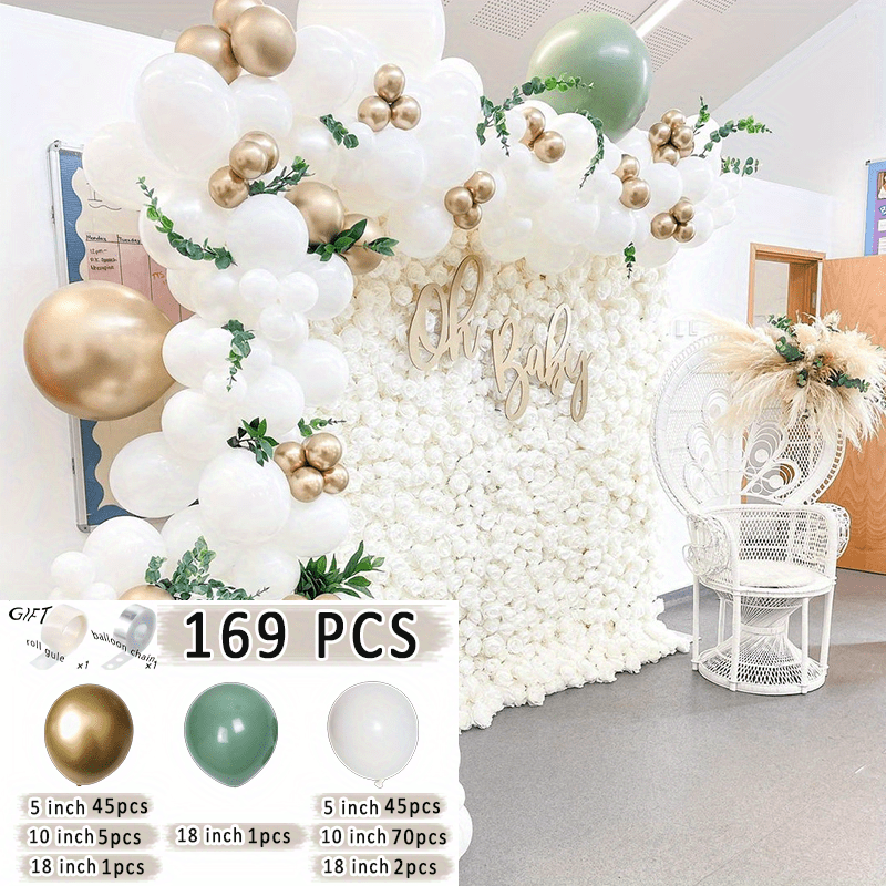 Balloon Garland Set With Golden Latex Avocado Balloon Arch