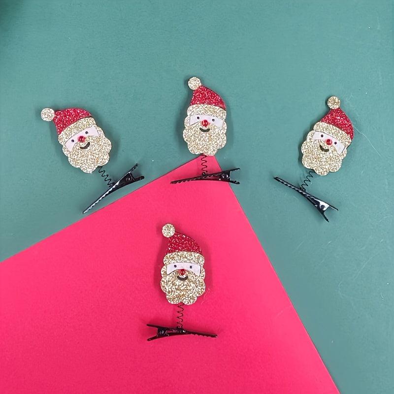 Christmas Hair Clips Santa Snowman Reindeer Decoration Small Clips