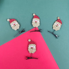 Christmas Hair Clips Santa Snowman Reindeer Decoration Small Clips