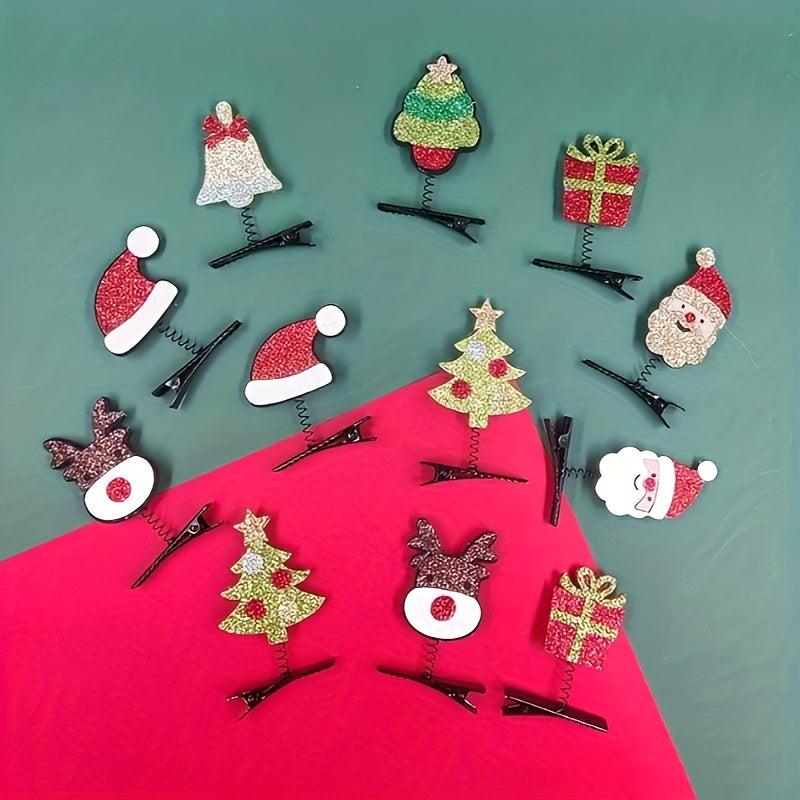 Christmas Hair Clips Santa Snowman Reindeer Decoration Small Clips