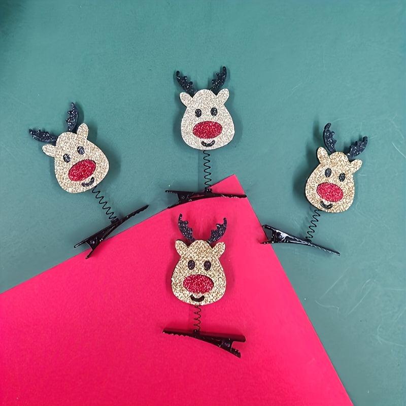 Christmas Hair Clips Santa Snowman Reindeer Decoration Small Clips