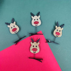 Christmas Hair Clips Santa Snowman Reindeer Decoration Small Clips