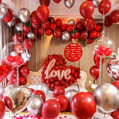 30pcs Red Silvery Balloons Set for Party Decoration