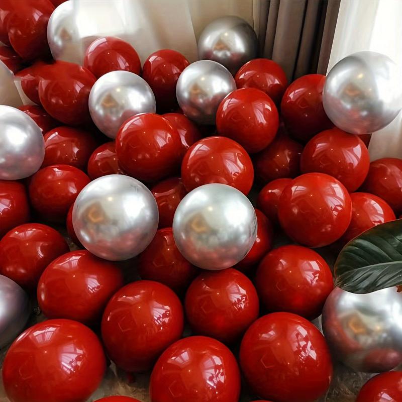 30pcs Red Silvery Balloons Set for Party Decoration