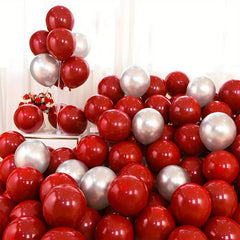 30pcs Red Silvery Balloons Set for Party Decoration