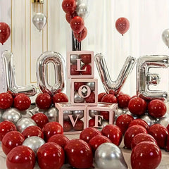 30pcs Red Silvery Balloons Set for Party Decoration