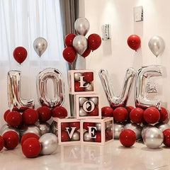30pcs Red Silvery Balloons Set for Party Decoration