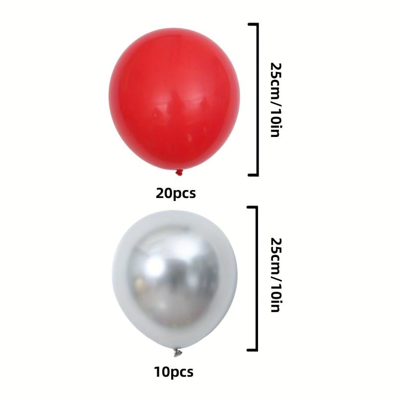 30pcs Red Silvery Balloons Set for Party Decoration
