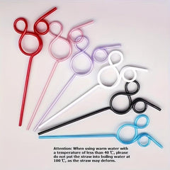 6pcs Cartoon Mouse Shaped Straws Reusable Party Straws for Halloween Christmas