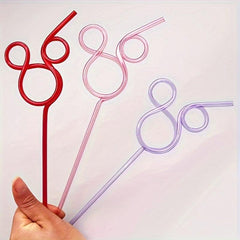 6pcs Cartoon Mouse Shaped Straws Reusable Party Straws for Halloween Christmas