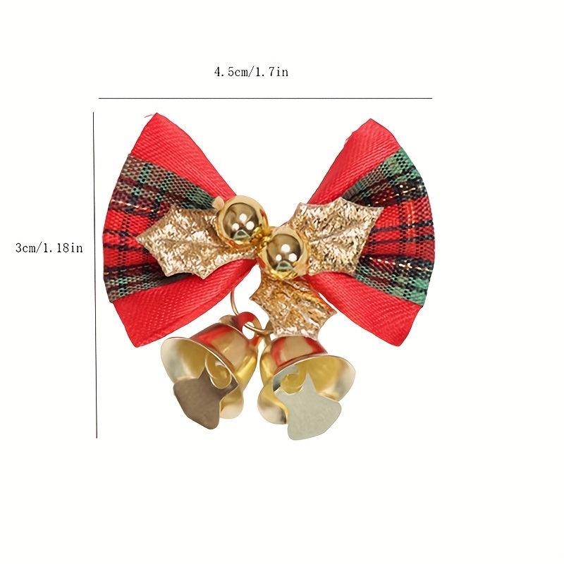 Christmas Ribbon Bows With Iron Bells Xmas Decoration