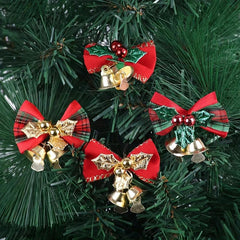 Christmas Ribbon Bows With Iron Bells Xmas Decoration