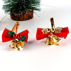 6pcs Christmas Bow And Bells Ornament DIY Christmas Tree Hanging Pendant