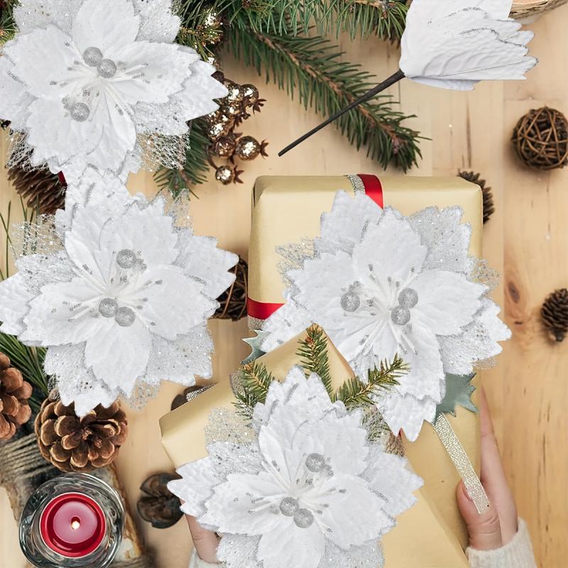 Large Artificial Christmas Flower Head for Tree Decorations and Parties