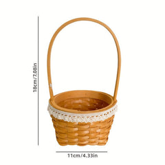Hand Woven Basket Wooden Chip Hand Basket Wedding Decoration