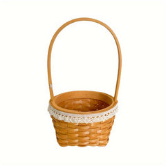 Hand Woven Basket Wooden Chip Hand Basket Wedding Decoration