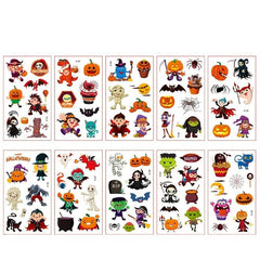 30pcs Kids Halloween Tattoo Stickers, Funny Temporary Cartoon Tattoos