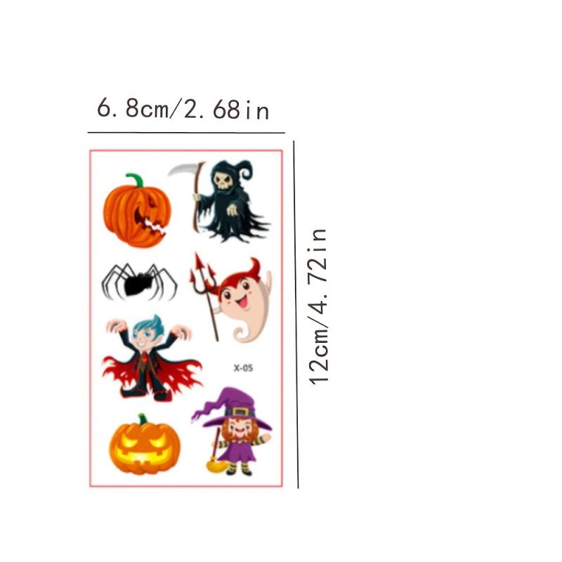 30pcs Kids Halloween Tattoo Stickers, Funny Temporary Cartoon Tattoos