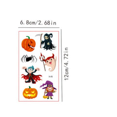 30pcs Kids Halloween Tattoo Stickers, Funny Temporary Cartoon Tattoos
