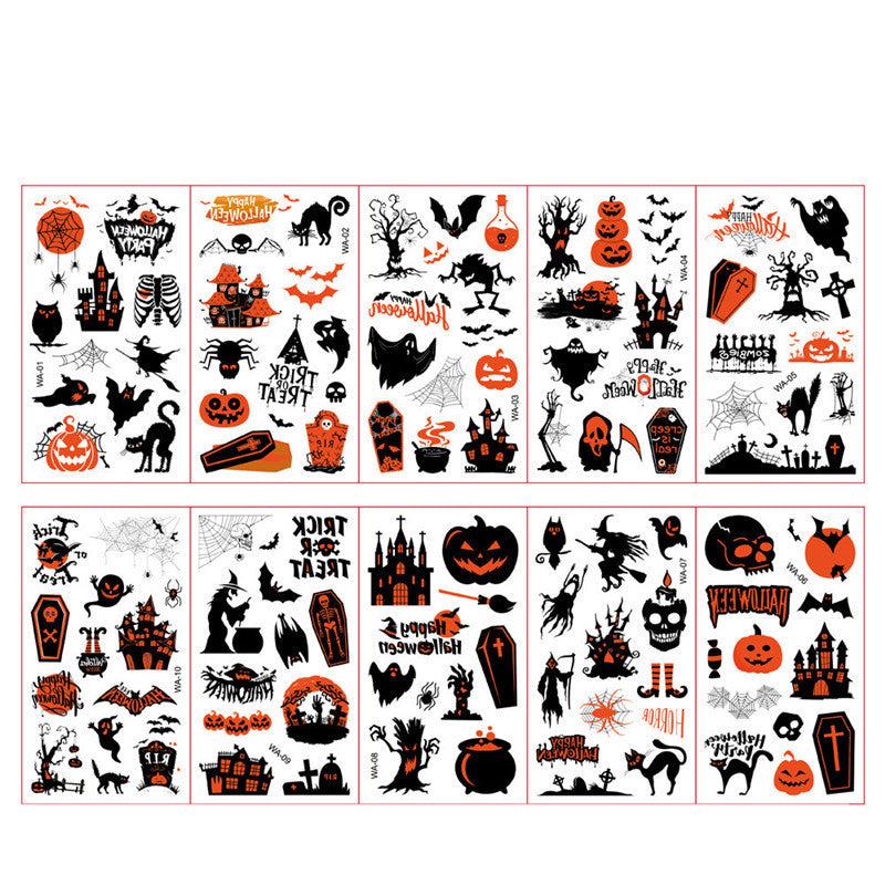 30pcs Kids Halloween Tattoo Stickers, Funny Temporary Cartoon Tattoos