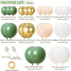 139pcs Green Balloon Garland Set Birthday Baby Shower Anniversary Gender Reveal