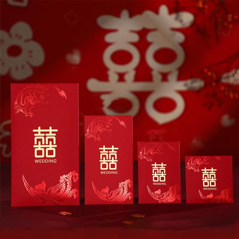 6pcs 2pcs Wedding Red Envelope Hot Stamping 'happy' 'lucky' Wedding Supplies