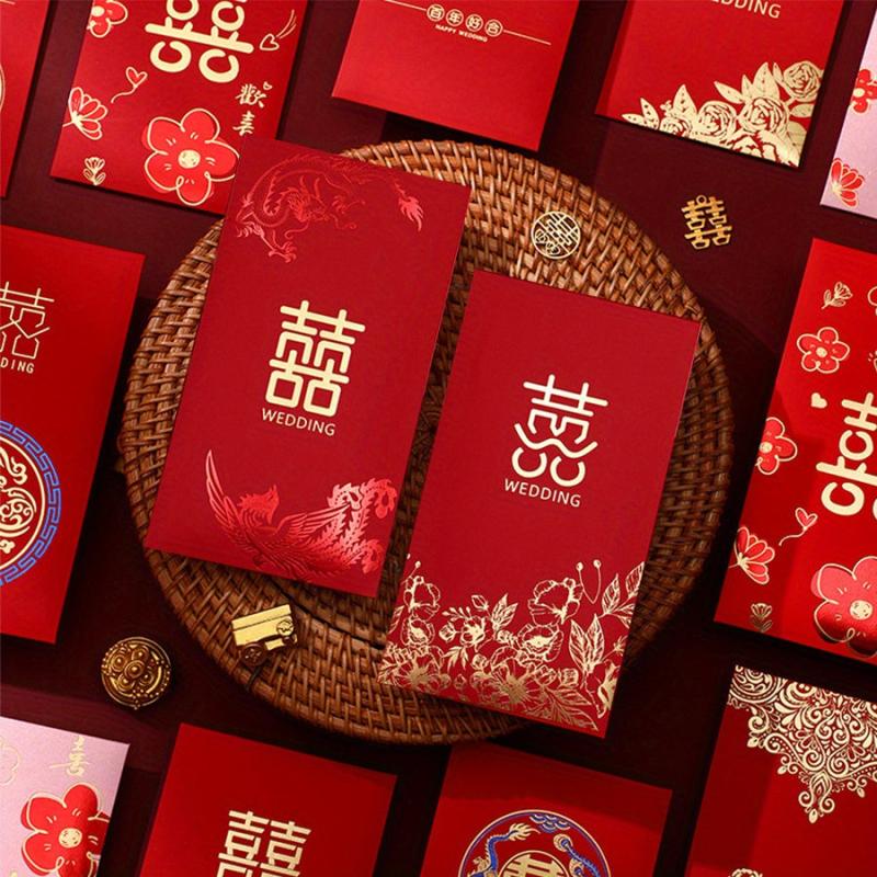 6pcs 2pcs Wedding Red Envelope Hot Stamping 'happy' 'lucky' Wedding Supplies
