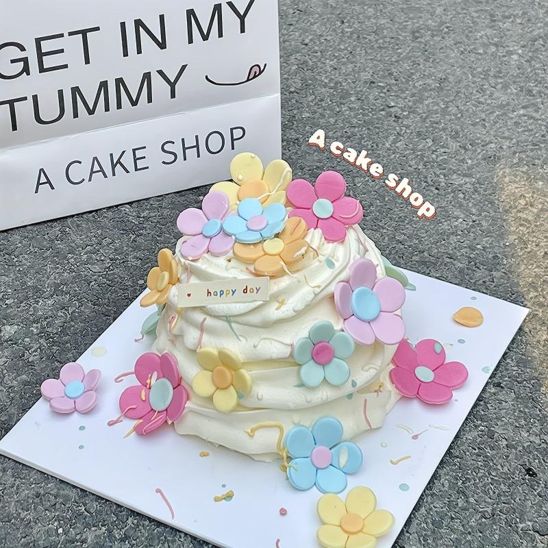 12pcs 3D Silicone Flower Paper Cake Toppers Cupcake Toppers For Birthday