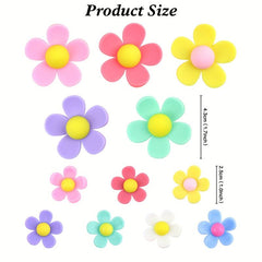 12pcs 3D Silicone Flower Paper Cake Toppers Cupcake Toppers For Birthday
