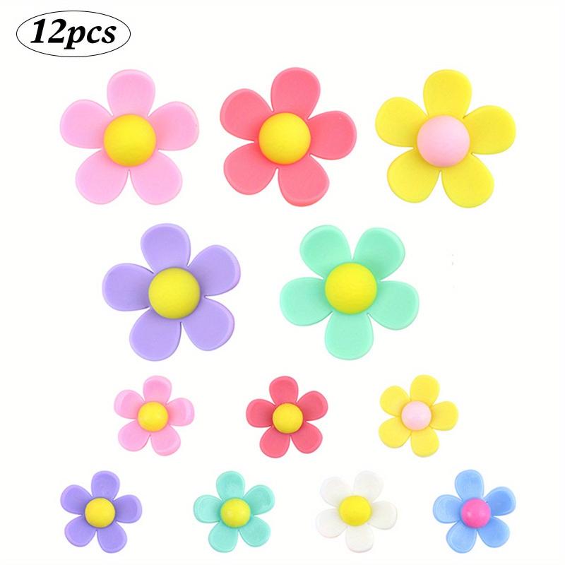 12pcs 3D Silicone Flower Paper Cake Toppers Cupcake Toppers For Birthday