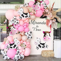 134pcs Farm Animal Cow Print Balloons with Pastel Yellow Balloons