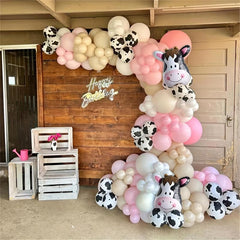 134pcs Farm Animal Cow Print Balloons with Pastel Yellow Balloons