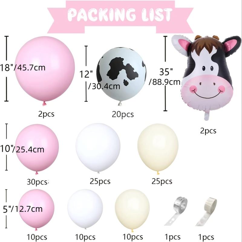 134pcs Farm Animal Cow Print Balloons with Pastel Yellow Balloons